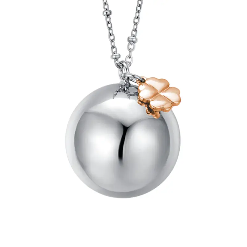 COLLANA CHIAMA ANGELI IN ACCIAIO CIONDOLO IN METALLO CON CHARMS QUADRIFOGLIO