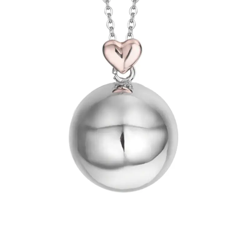 COLLANA CHIAMA ANGELI IN ACCIAIO, CIONDOLO IN METALLO CON CUORE ROSE