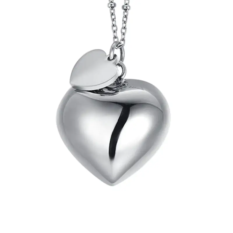 COLLANA CHIAMA ANGELI IN ACCIAIO CON CIONDOLO CUORE E CUORE CHARM