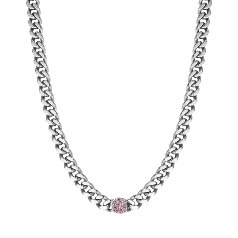 COLLANA DONNA IN ACCIAIO CON CRISTALLI, Argento