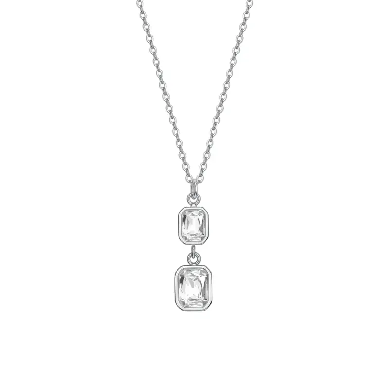 COLLANA DONNA IN ACCIAIO CON CRISTALLI BIANCHI