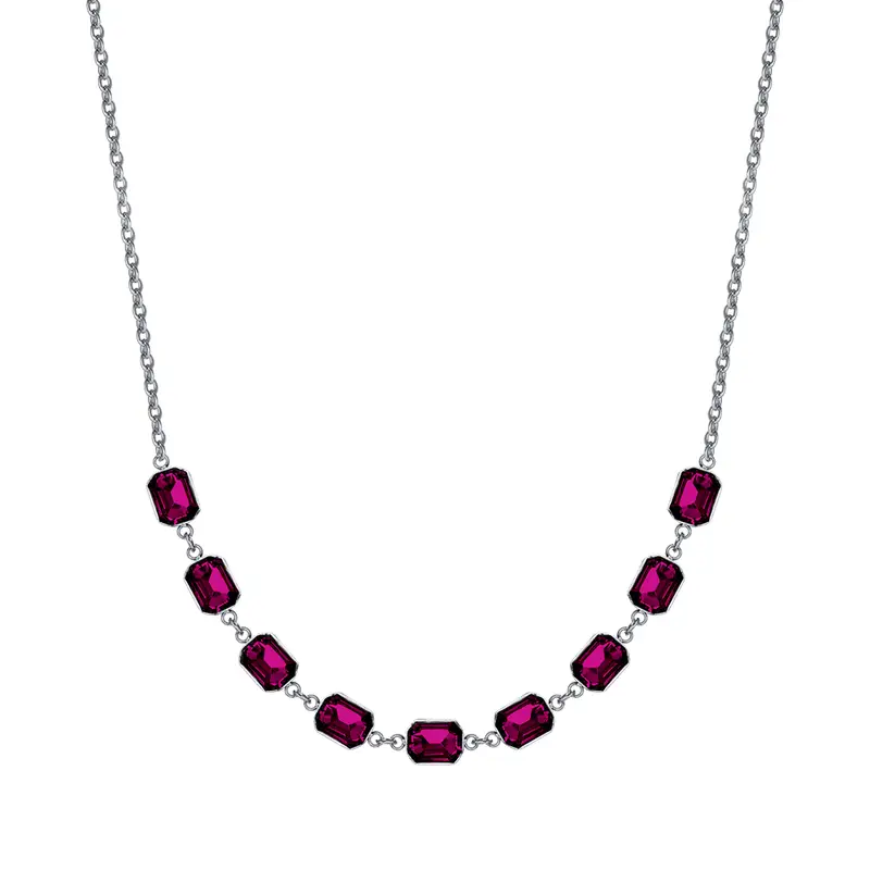 COLLANA DONNA IN ACCIAIO CON CRISTALLI FUCSIA