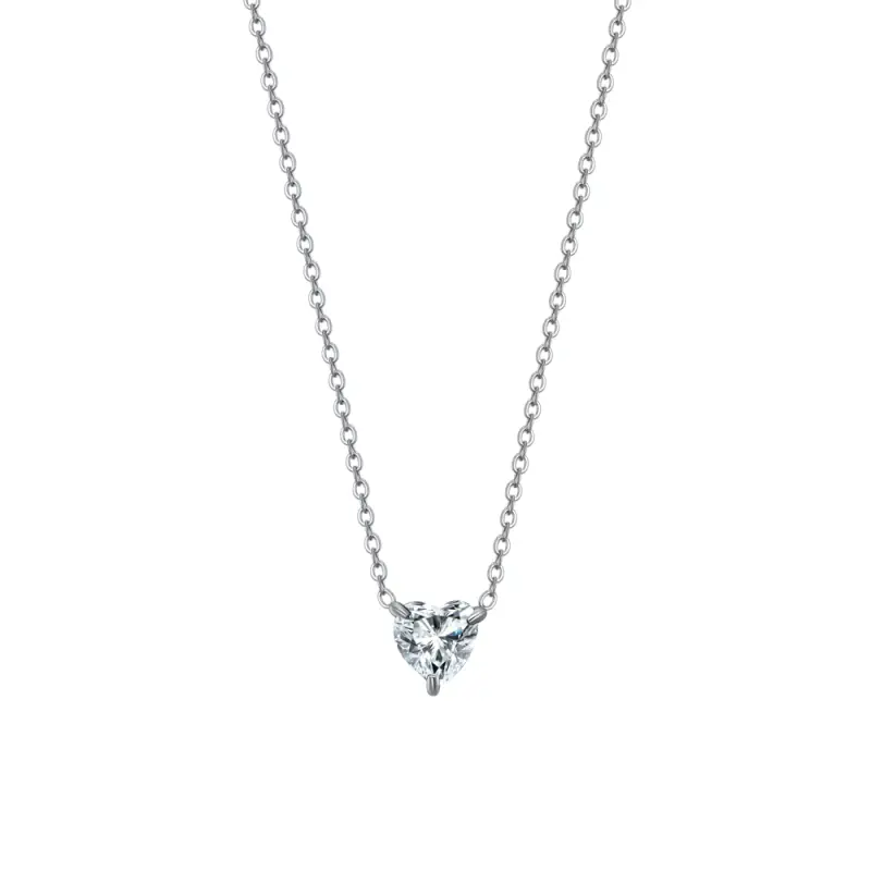 COLLANA DONNA IN ACCIAIO CON CUORE CRISTALLO BIANCO