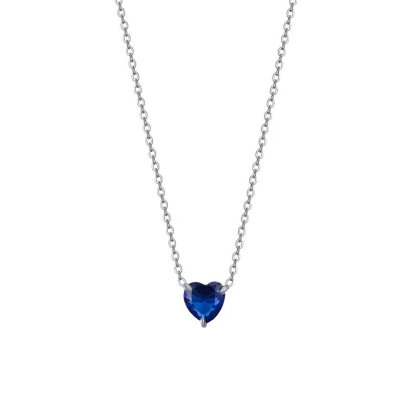 COLLANA DONNA IN ACCIAIO CON CUORE CRISTALLO BLU