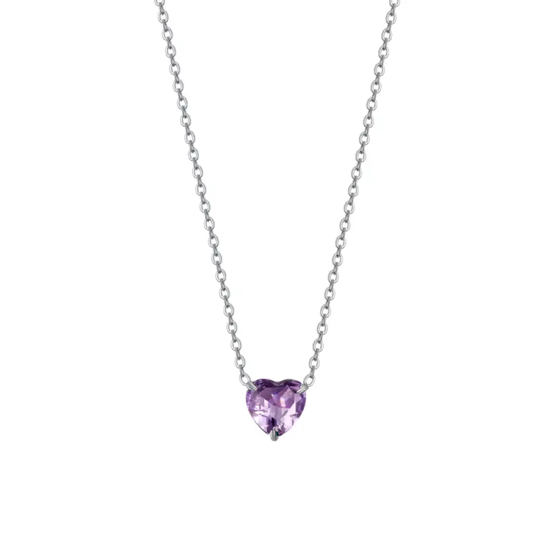 COLLANA DONNA IN ACCIAIO CON CUORE CRISTALLO VIOLA