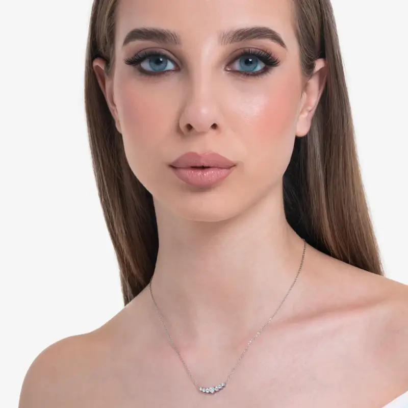 COLLANA DONNA IN ACCIAIO CON CUORE E CRISTALLI BIANCHI miniatura 3