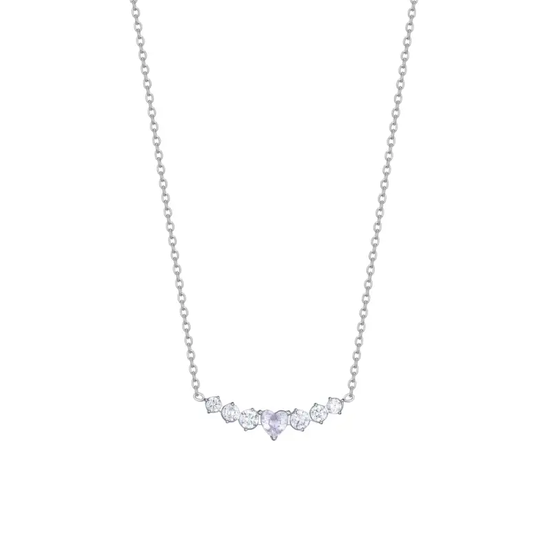 COLLANA DONNA IN ACCIAIO CON CUORE E CRISTALLI BIANCHI