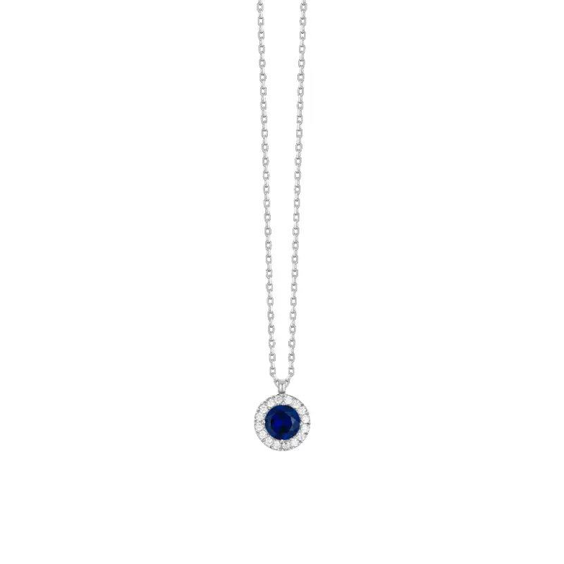 COLLANA DONNA IN ACCIAIO CON ELEMENTO CON ZIRCONI BLU E BIANCHI