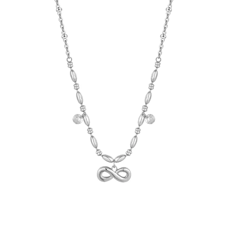 COLLANA DONNA IN ACCIAIO CON INFINITO E ZIRCONI BIANCHI