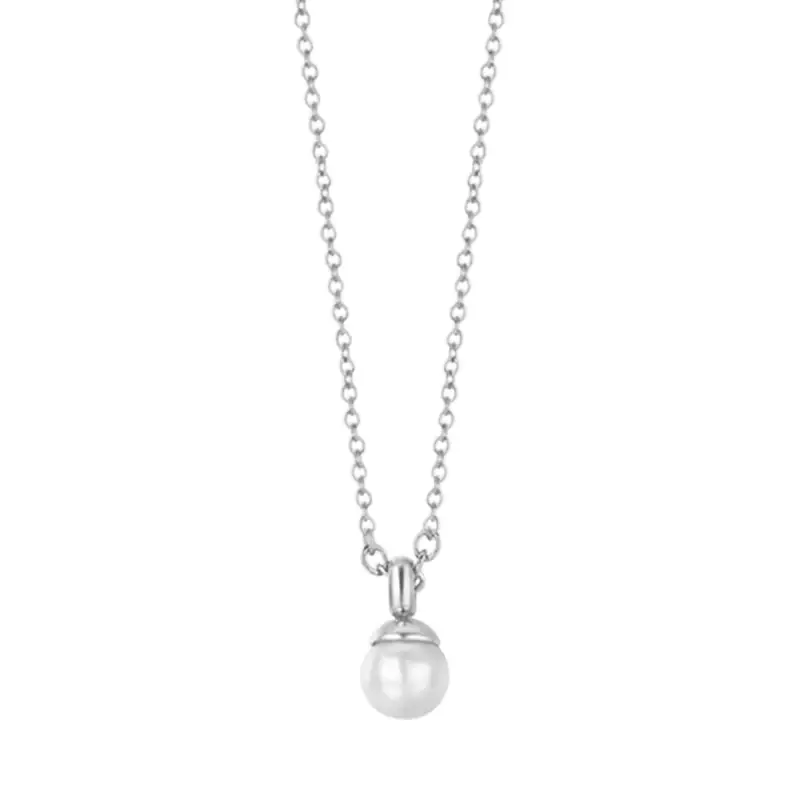 COLLANA DONNA IN ACCIAIO CON PERLA SINTETICA DA 4MM