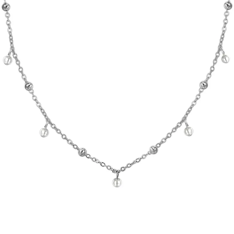COLLANA DONNA IN ACCIAIO CON PERLE BIANCHE