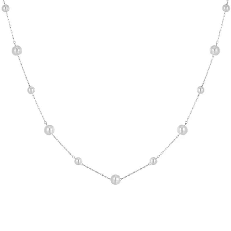 COLLANA DONNA IN ACCIAIO CON PERLE miniatura 2