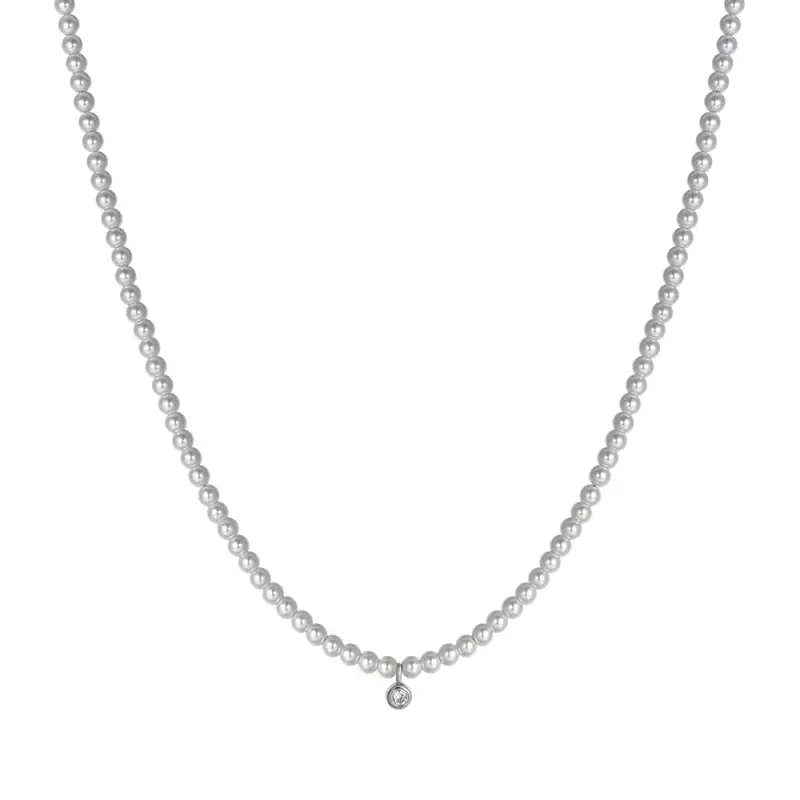 COLLANA DONNA IN ACCIAIO CON PERLE CON CRISTALLO BIANCO