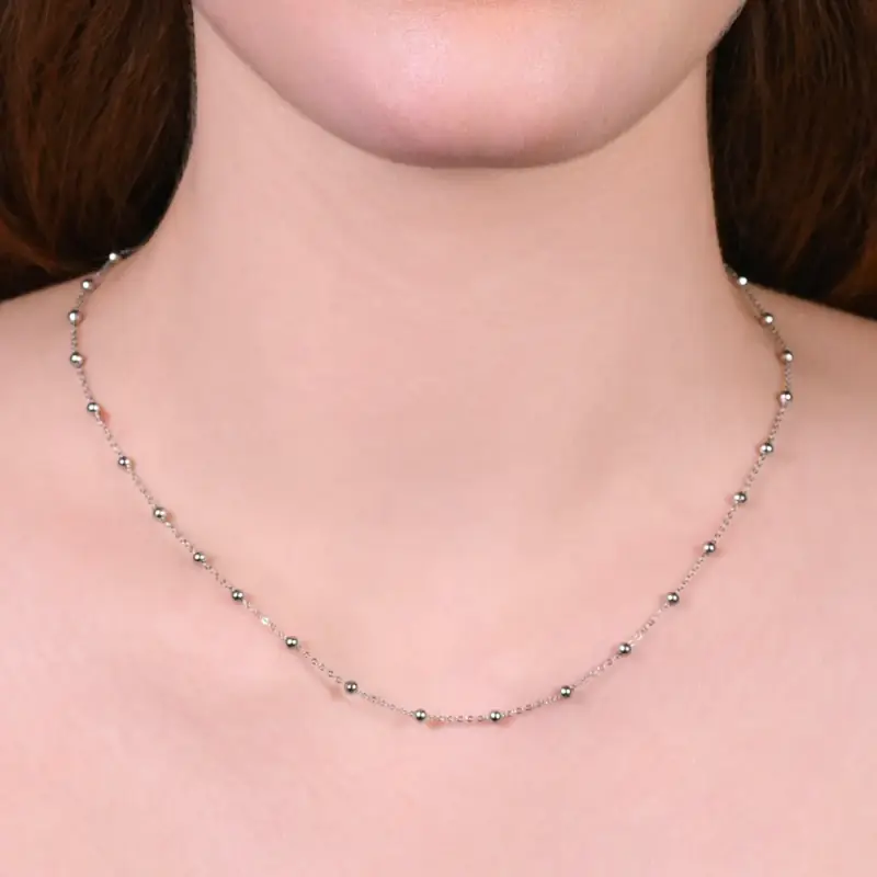 COLLANA DONNA IN ACCIAIO CON SFERE miniatura 2