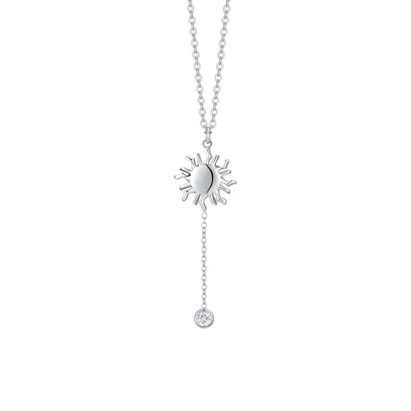 COLLANA DONNA IN ACCIAIO CON SOLE E CRISTALLO BIANCO