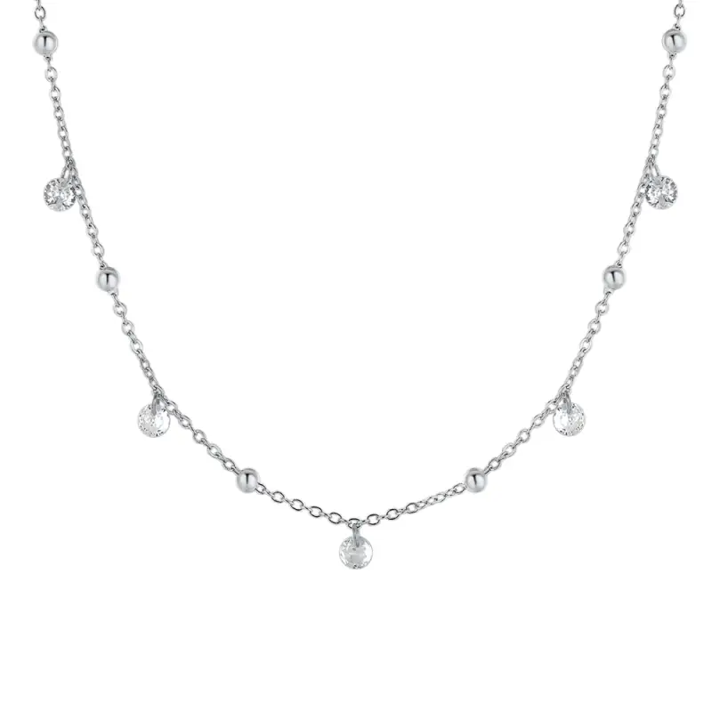 COLLANA DONNA IN ACCIAIO CON ZIRCONI BIANCHI