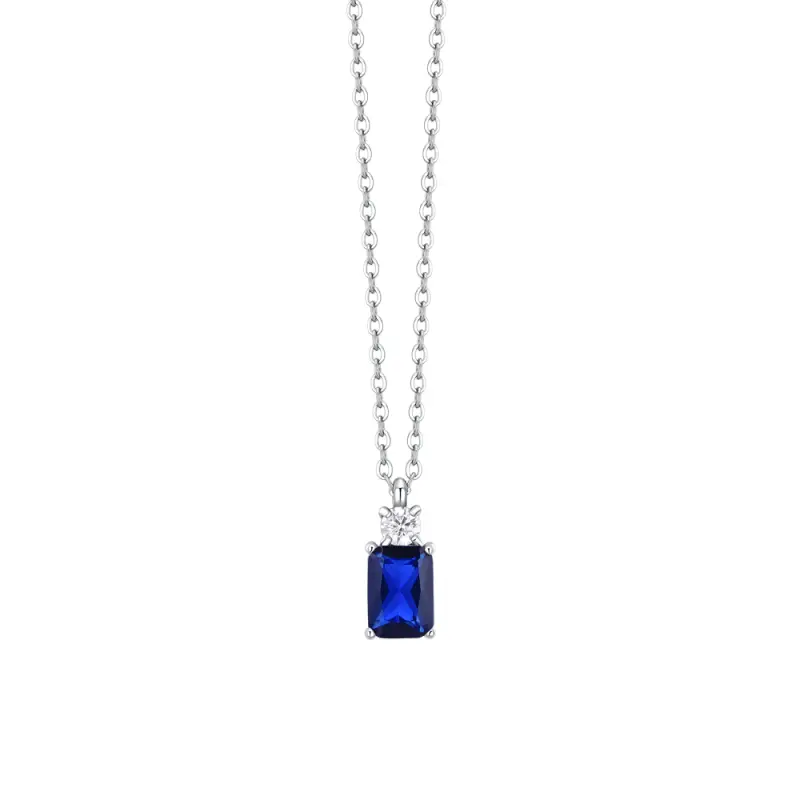 COLLANA DONNA IN ACCIAIO CON ZIRCONI BLU E BIANCO
