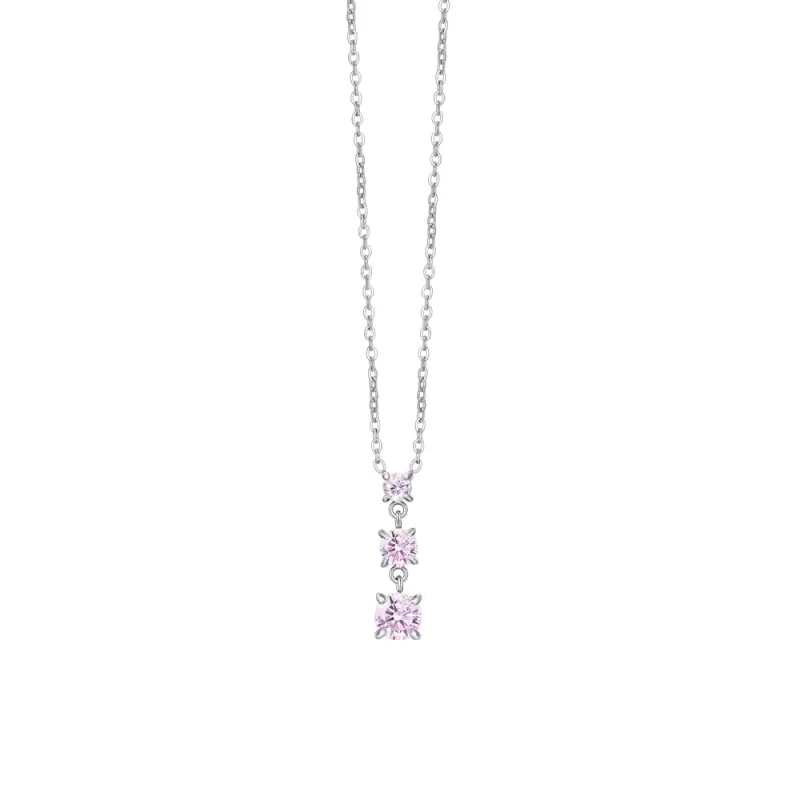 COLLANA DONNA IN ACCIAIO CON ZIRCONI ROSA