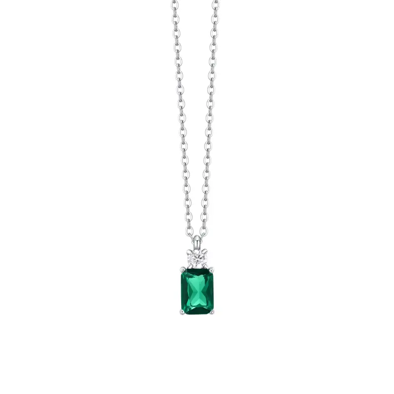 COLLANA DONNA IN ACCIAIO CON ZIRCONI VERDE E BIANCO