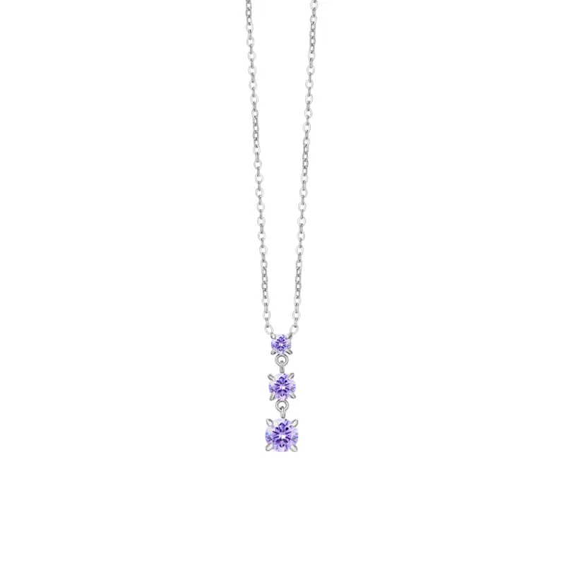 COLLANA DONNA IN ACCIAIO CON ZIRCONI VIOLA