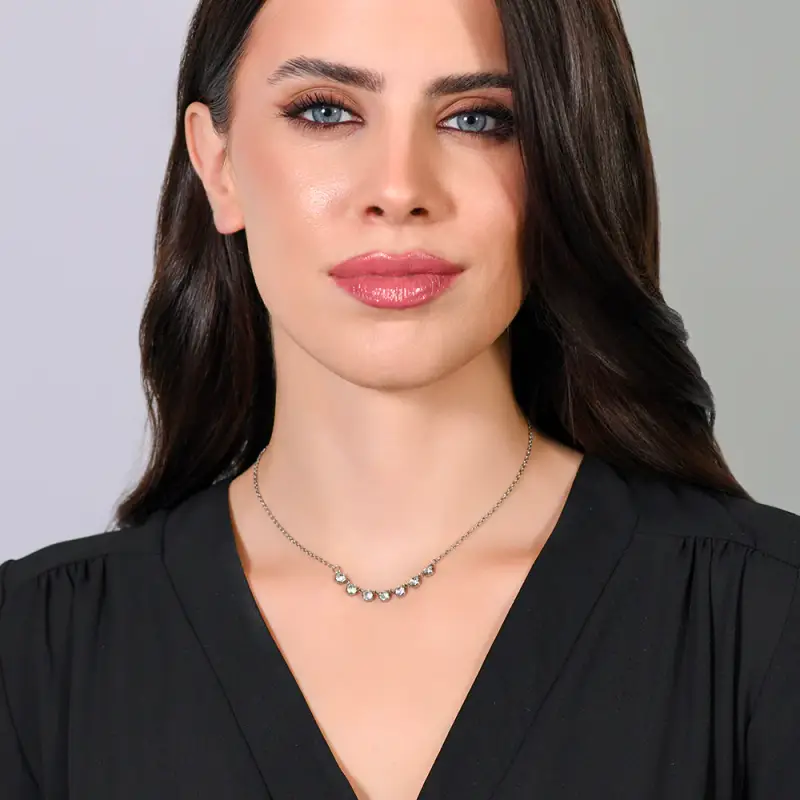 COLLANA DONNA IN ACCIAIO CRISTALLI BIANCHI miniatura 3