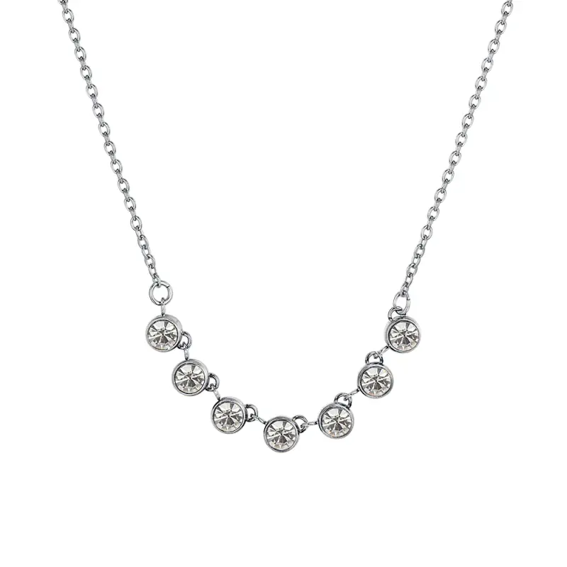COLLANA DONNA IN ACCIAIO CRISTALLI BIANCHI