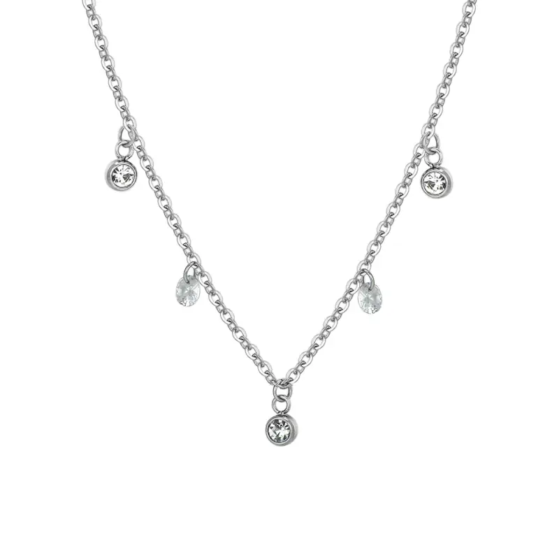 COLLANA DONNA IN ACCIAIO CRISTALLI BIANCHI