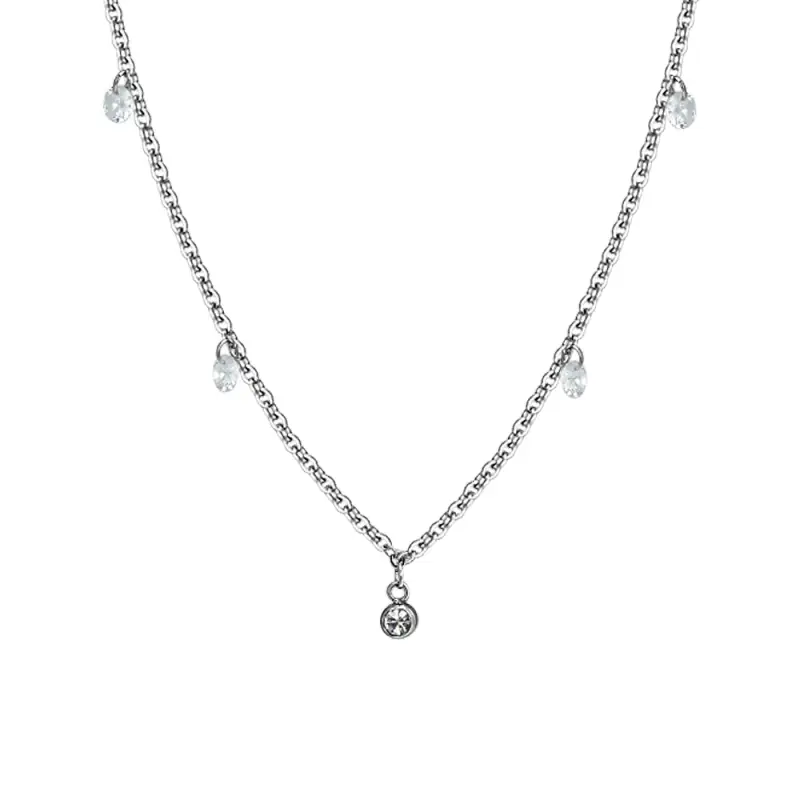 COLLANA DONNA IN ACCIAIO CRISTALLI BIANCHI