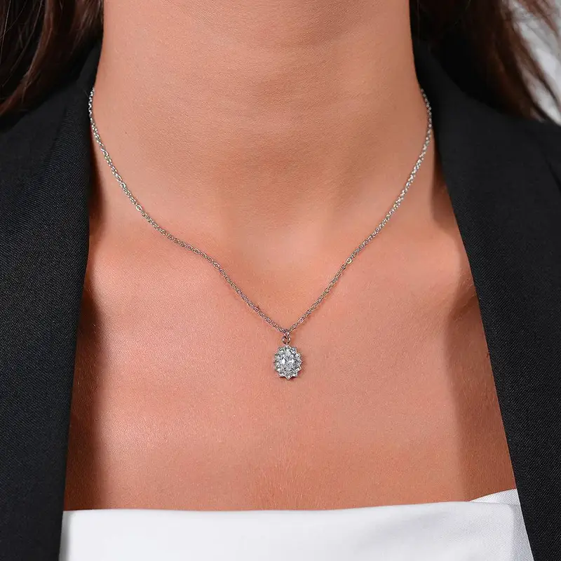 COLLANA DONNA IN ACCIAIO CRISTALLI E ZIRCONE BIANCO miniatura 2