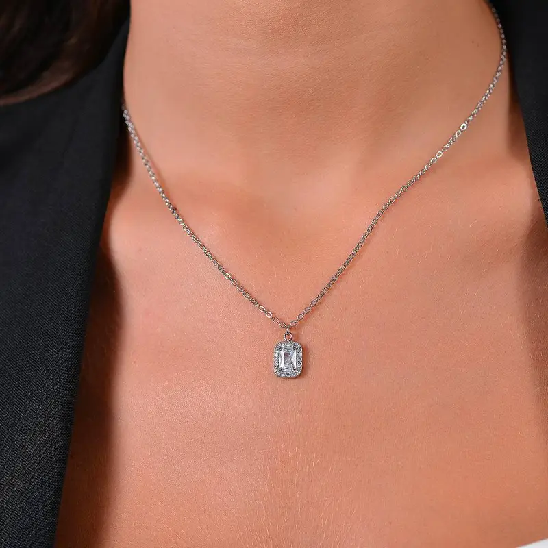COLLANA DONNA IN ACCIAIO CRISTALLI E ZIRCONE miniatura 2