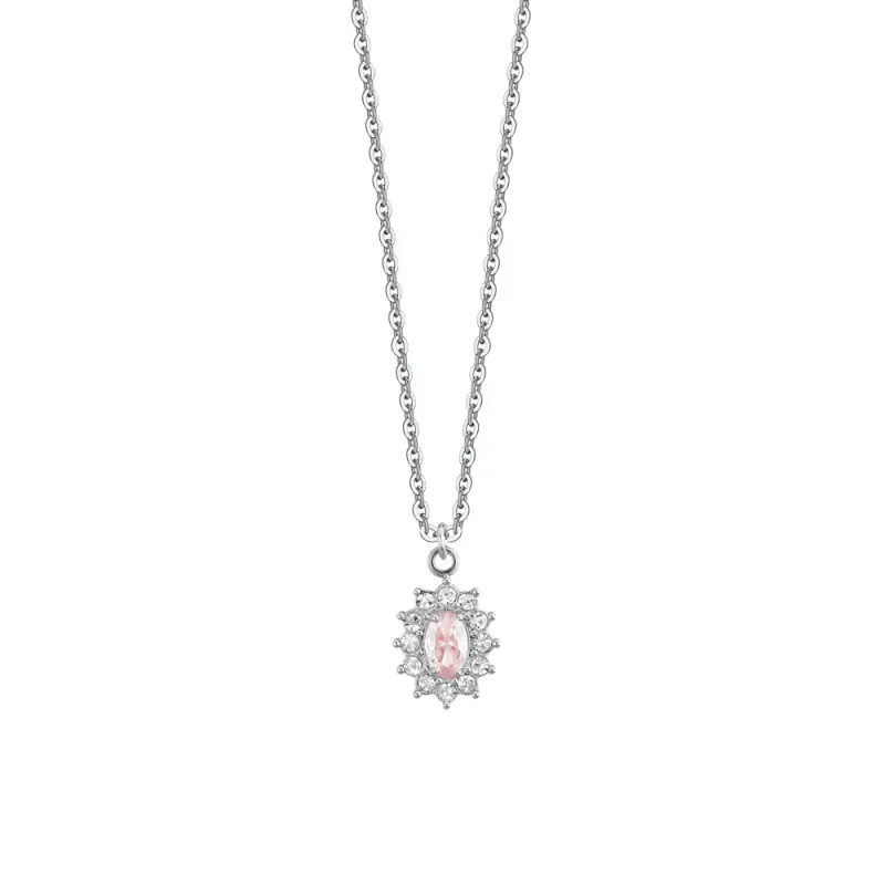 COLLANA DONNA IN ACCIAIO CRISTALLI E ZIRCONE ROSA