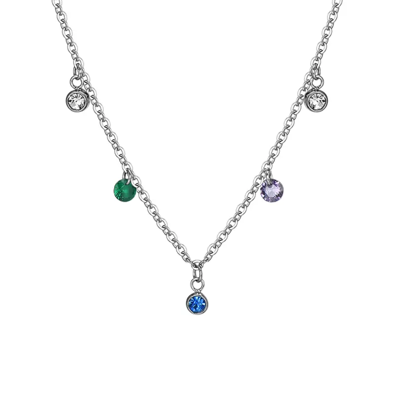 COLLANA DONNA IN ACCIAIO CRISTALLI MULTICOLOR