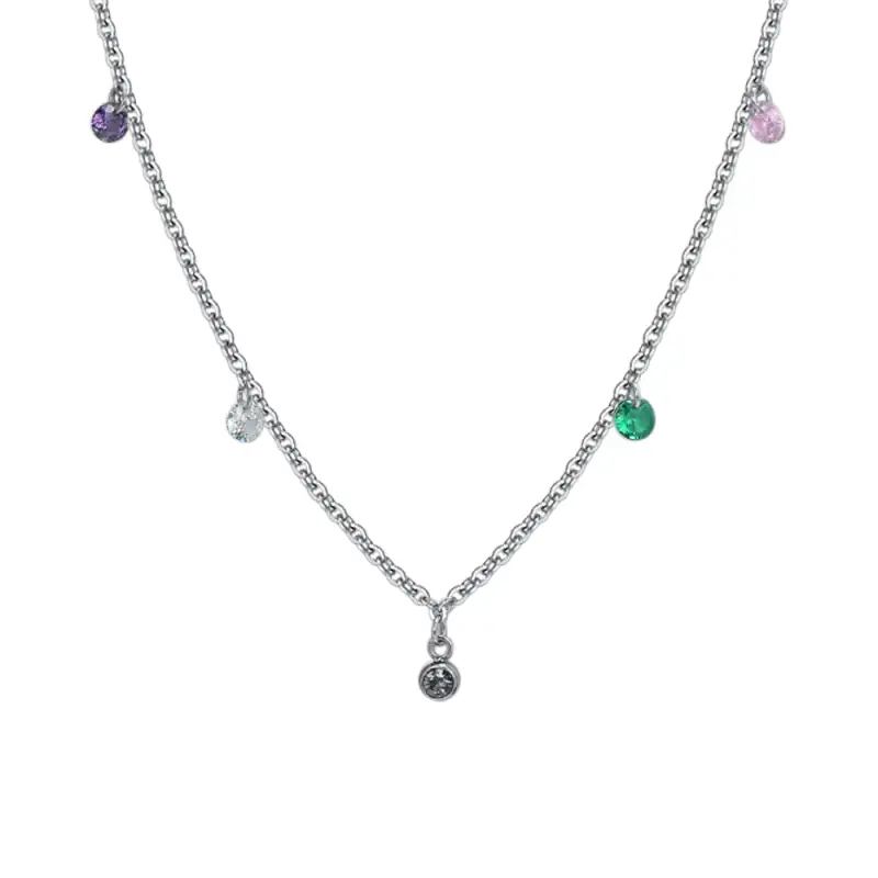COLLANA DONNA IN ACCIAIO CRISTALLI MULTICOLOR