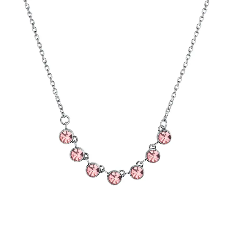 COLLANA DONNA IN ACCIAIO CRISTALLI ROSA