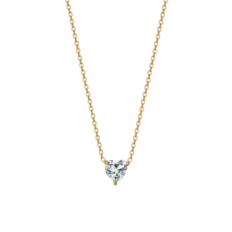 COLLANA DONNA IN ACCIAIO E IP GOLD CON CUORE CRISTALLO BIANCO