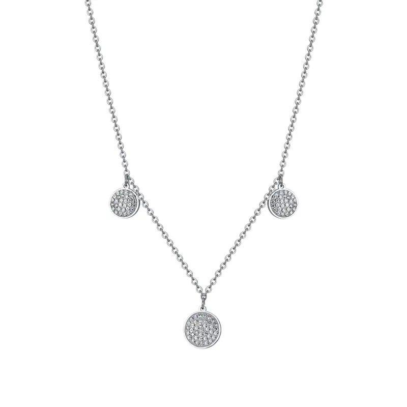 COLLANA DONNA IN ACCIAIO ELEMENTI TONDI CON CRISTALLI BIANCHI