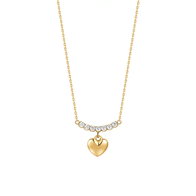 COLLANA DONNA IN ACCIAIO IP GOLD CON CUORE E ZIRCONI BIANCHI