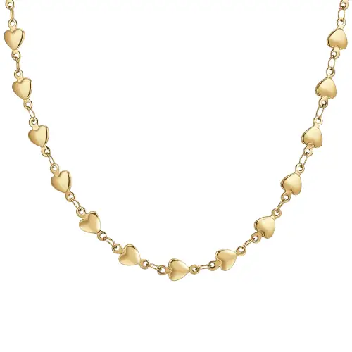 COLLANA DONNA IN ACCIAIO IP GOLD CON CUORI