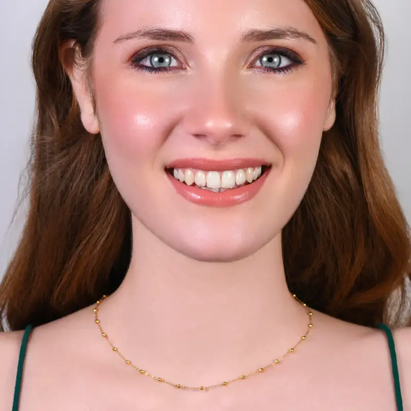 COLLANA DONNA IN ACCIAIO IP GOLD CON SFERE miniatura 3