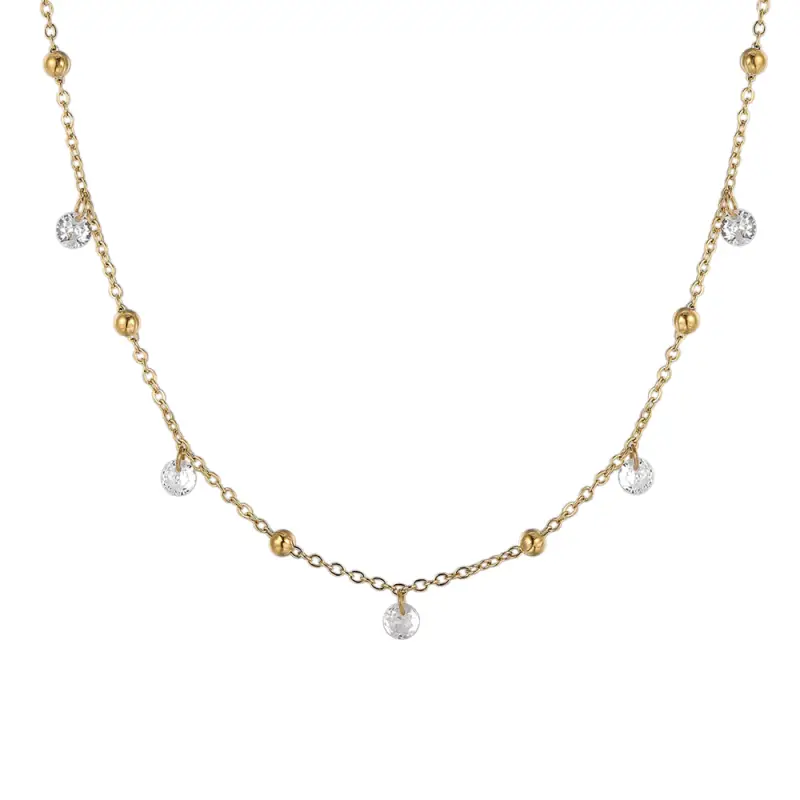 COLLANA DONNA IN ACCIAIO IP GOLD CON ZIRCONI BIANCHI