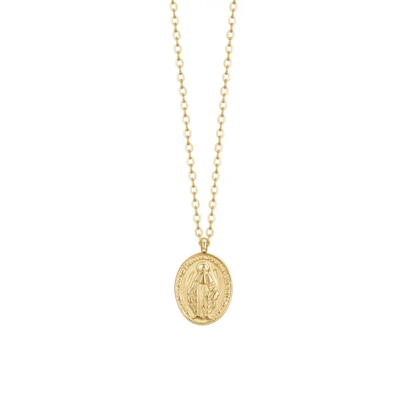 COLLANA DONNA IN ACCIAIO IP GOLD, MEDAGLIETTA CON MADONNINA