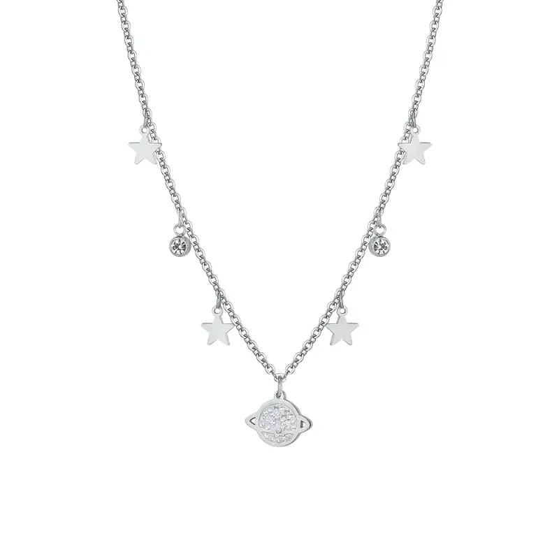 COLLANA DONNA IN ACCIAIO PIANETA E STELLE