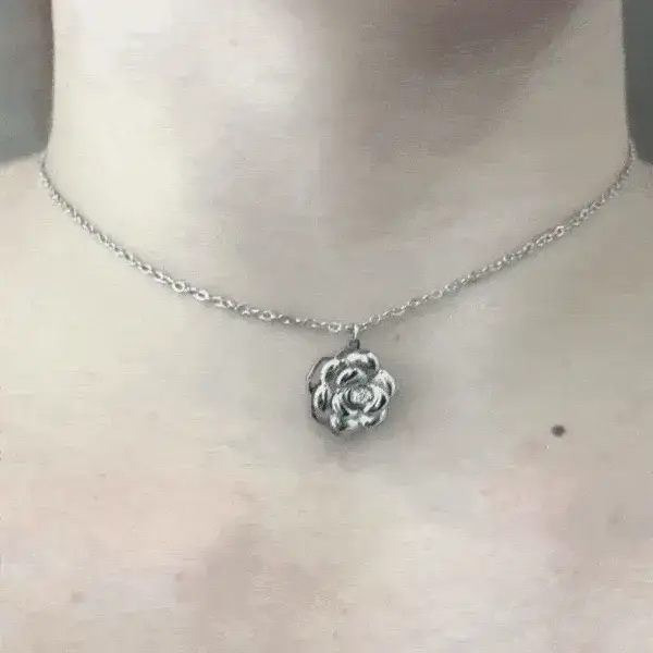 COLLANA DONNA IN ACCIAIO ROSA GIREVOLE miniatura 2