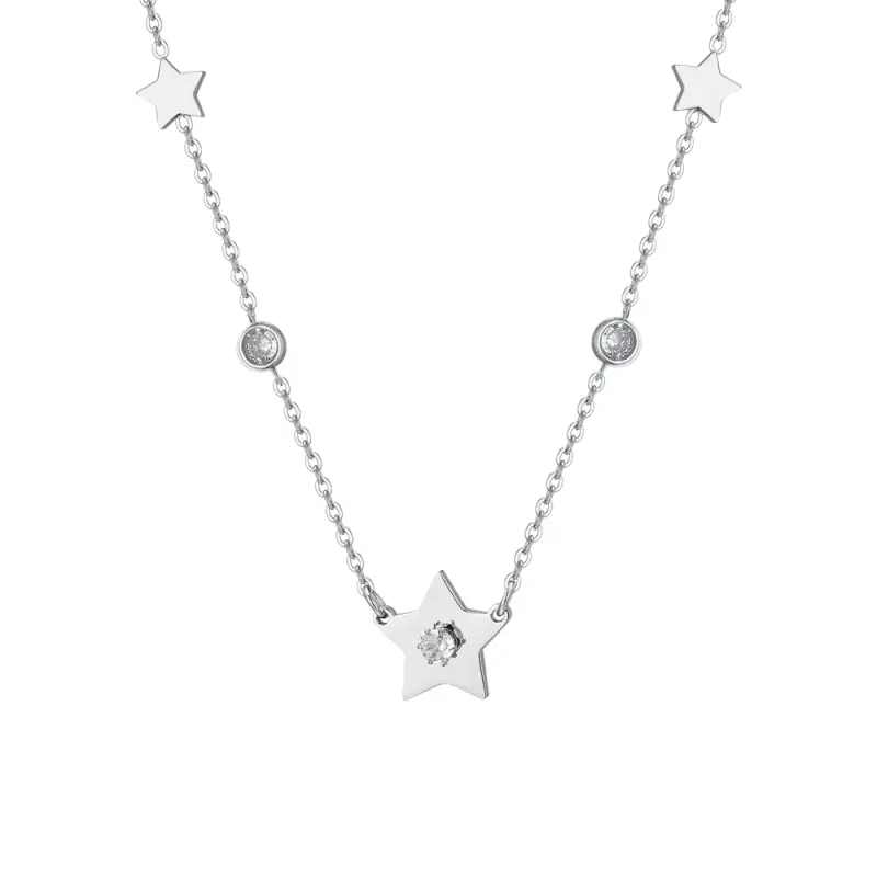 COLLANA DONNA IN ACCIAIO STELLE E ZIRCONI