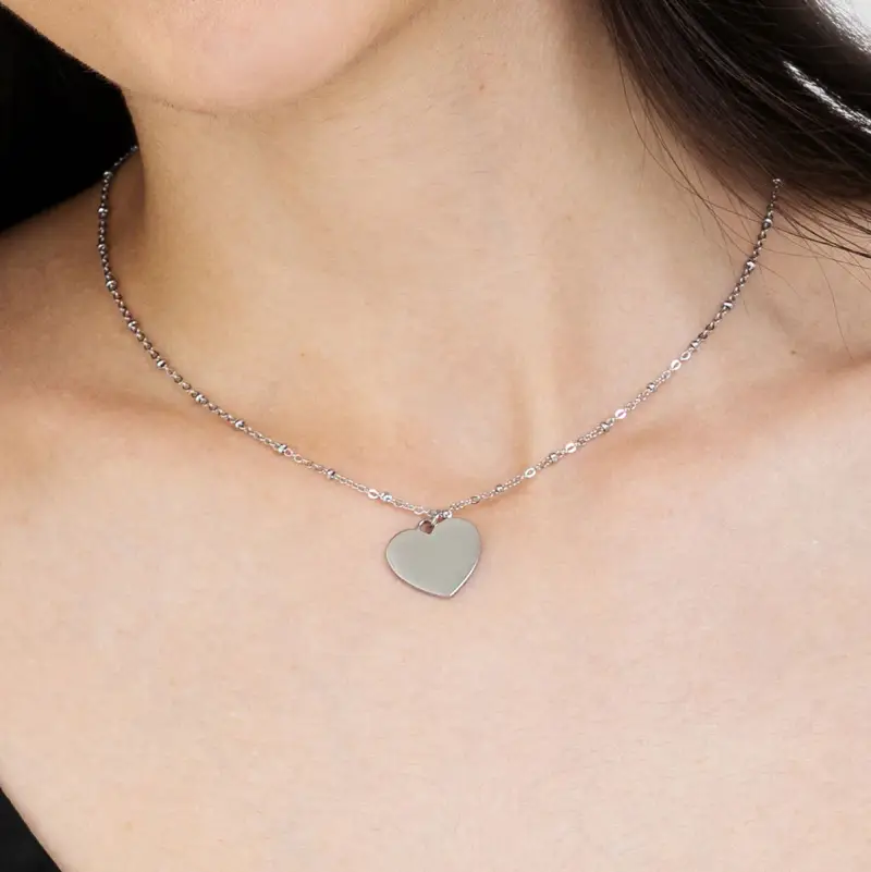 COLLANA DONNA PERSONALIZZATA IN ACCIAIO CON CUORE, Argento miniatura 2