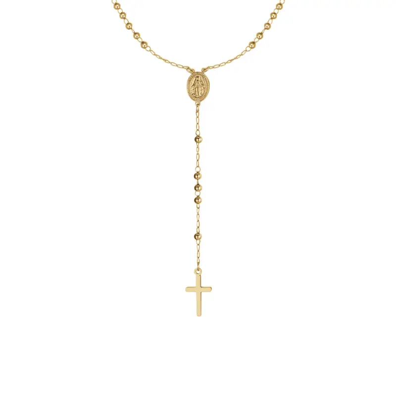 COLLANA DONNA ROSARIO IN ACCIAIO IP GOLD