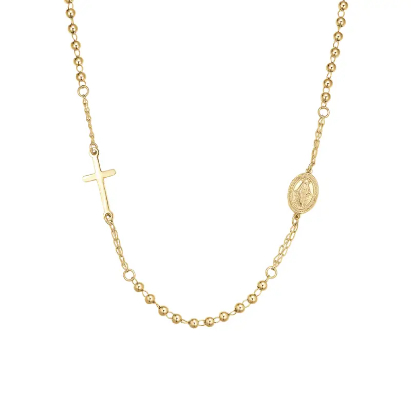 COLLANA DONNA ROSARIO IN ACCIAIO IP GOLD