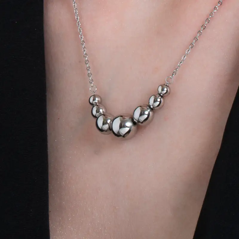 COLLANA DONNA SFERE IN ACCIAIO miniatura 2