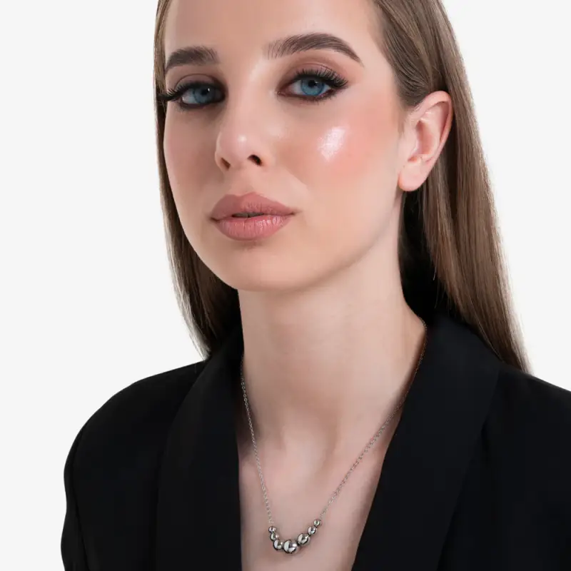 COLLANA DONNA SFERE IN ACCIAIO miniatura 3