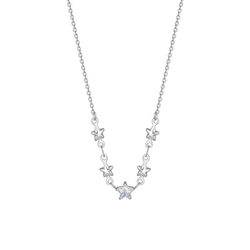 COLLANA IN ACCIAIO CON STELLE E ZIRCONI BIANCHI